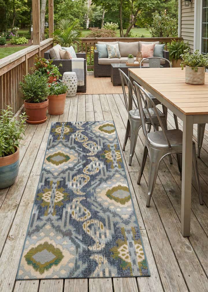 2' 7 x 7' Easy-Clean Modern Indoor / Outdoor Runner Rug