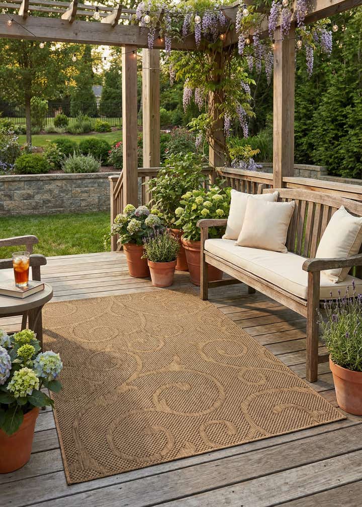 5' x 8' Easy-Clean Botanical Indoor / Outdoor Rug