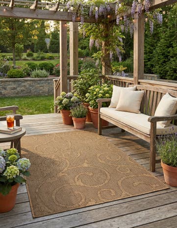 5' x 8' Easy-Clean Botanical Indoor / Outdoor Rug