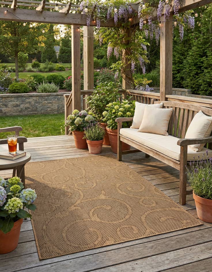 Detail image of 5' x 8' Easy-Clean Botanical Indoor / Outdoor Rug