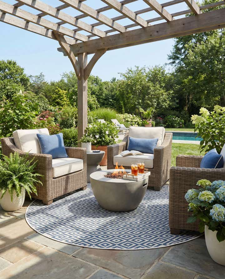 7' x 7' Easy-Clean Jill Zarin Indoor / Outdoor Round Rug