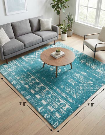 Turquoise Lennon Square Rug