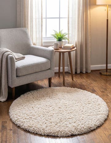 Linen Infinity Shag Round Rug