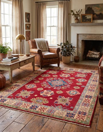 5' 1 x 6' 9 Hand Knotted Kazak Rug