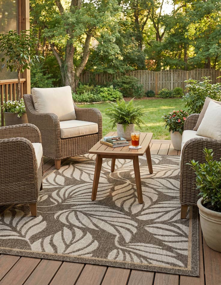 Detail image of 5' x 8' Washable Botanical Indoor / Outdoor Rug