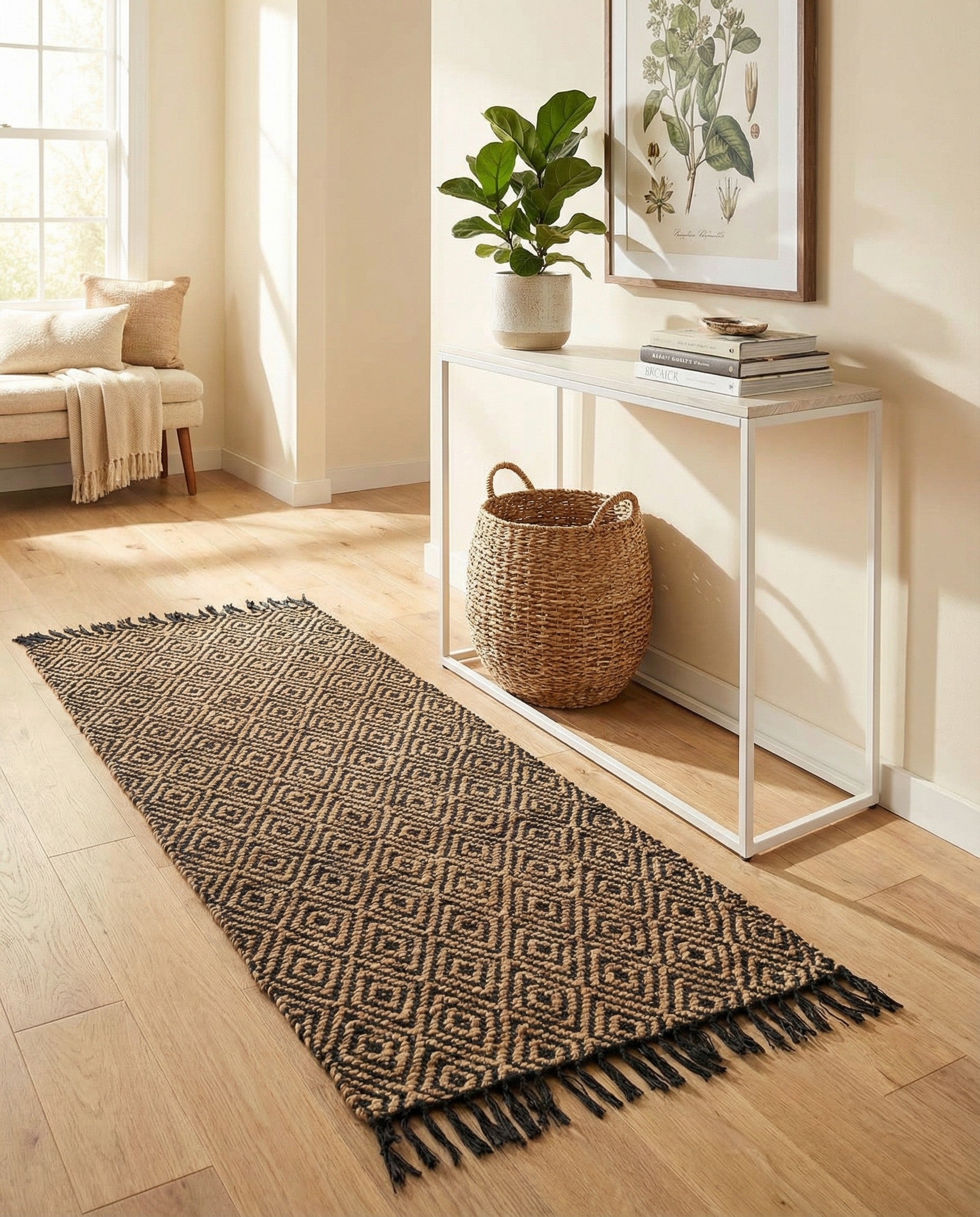 2' 7 x 6' 1  Hand Woven Braided Jute Runner Rug
