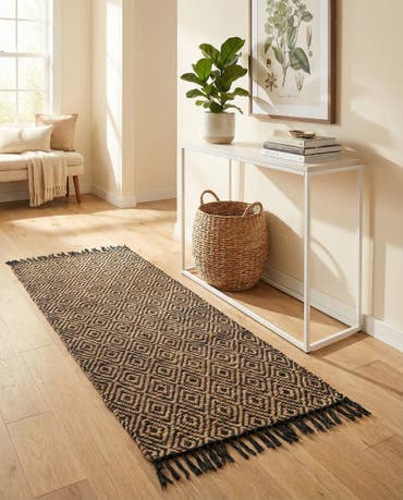  2' 7 x 6' 1  Hand Woven Braided Jute Runner Rug