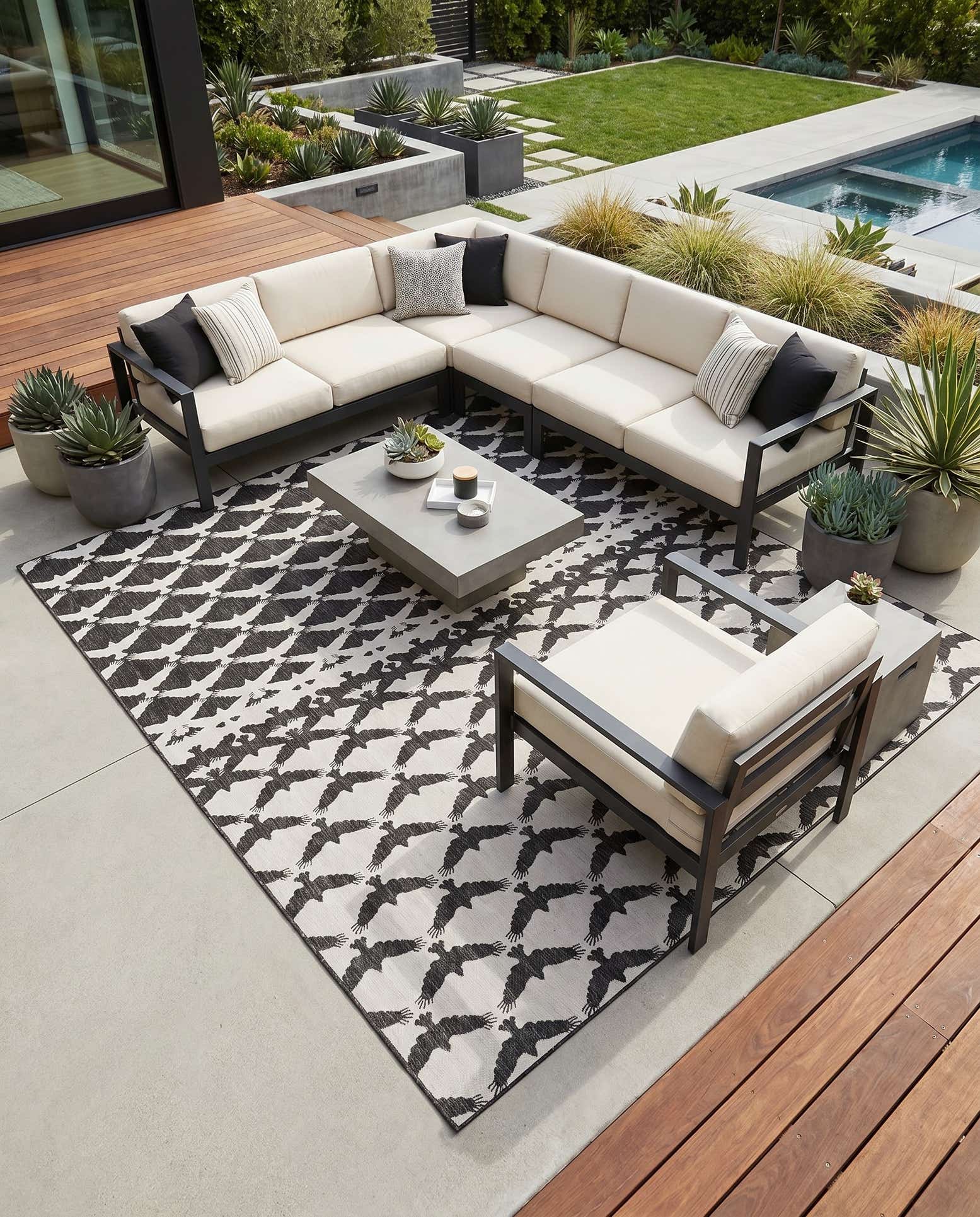 13' x 13' Easy-Clean Modern Indoor / Outdoor Square Rug