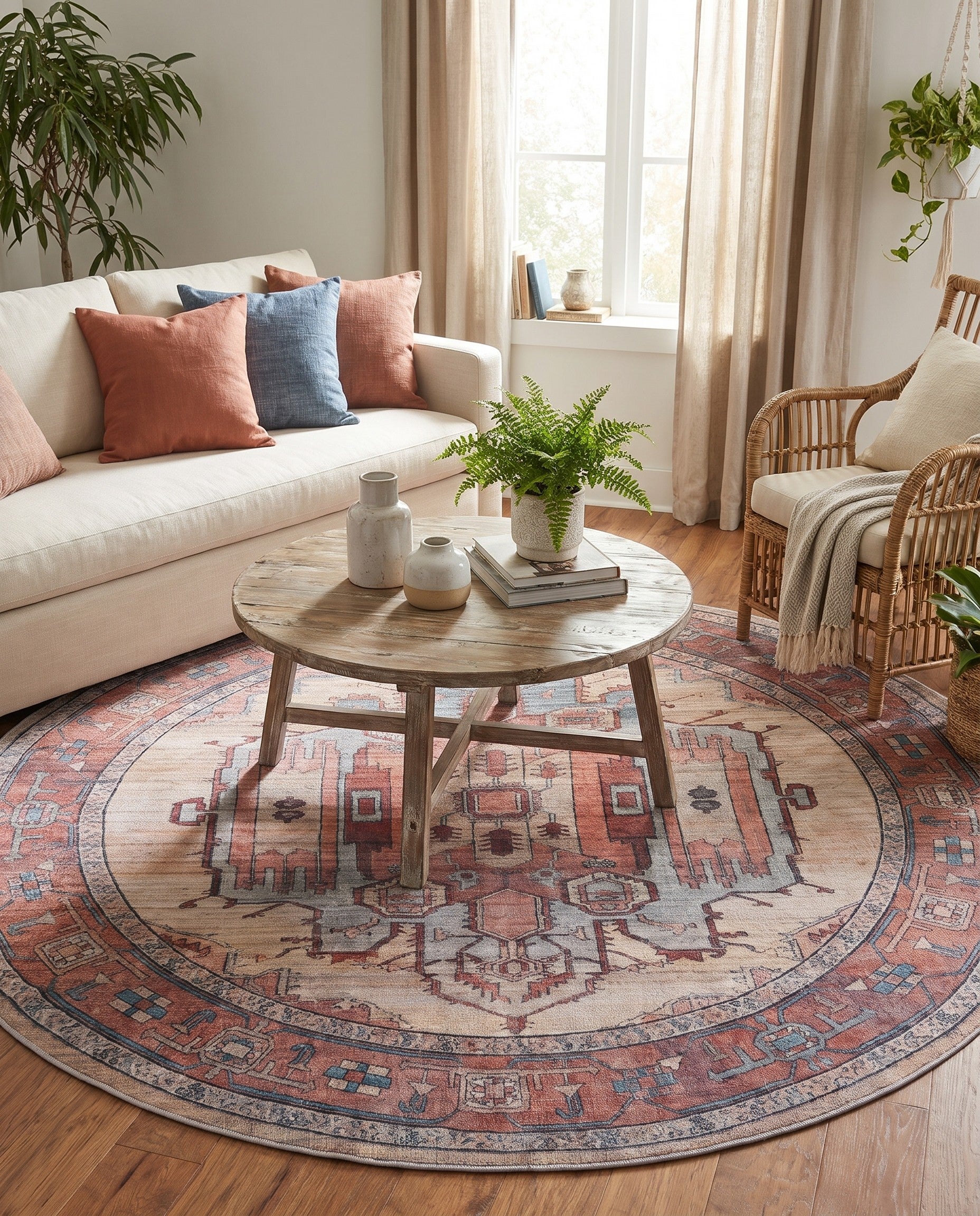 Beige Maahru Round Rug