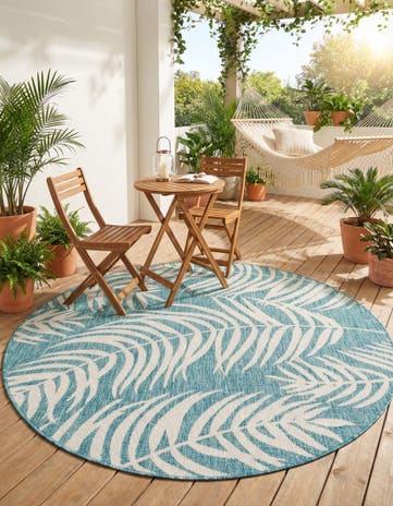 6' x 6' Easy-Clean Botanical Indoor / Outdoor Round Rug