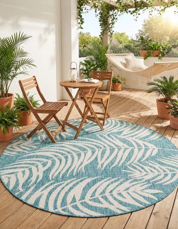 6' x 6' Easy-Clean Botanical Indoor / Outdoor Round Rug