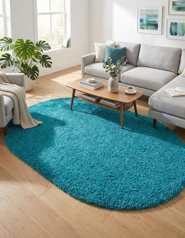 7' 10 x 10' Solid Shag Oval Rug