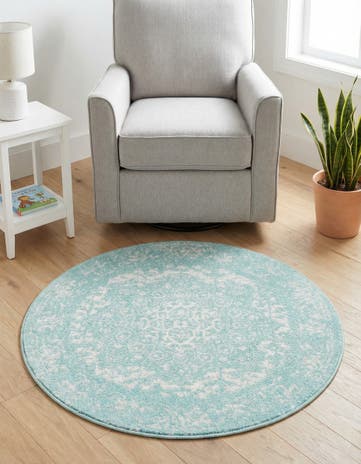 Aqua Arlington Round Rug
