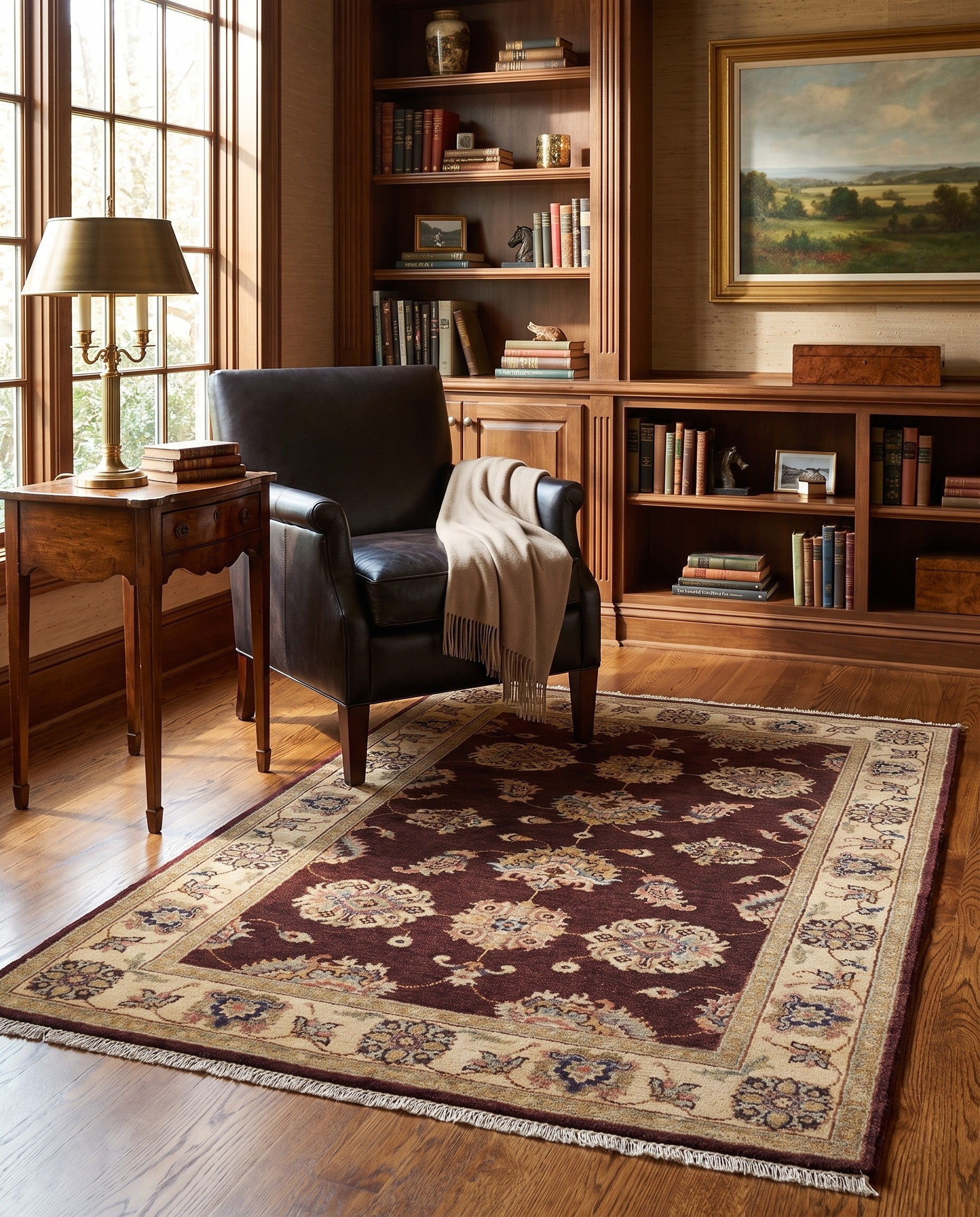 3' 4 x 4' 9 Hand Knotted Ziegler Rug
