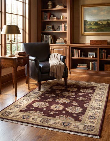 3' 4 x 4' 9 Hand Knotted Ziegler Rug