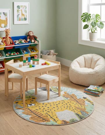 Gray Leopard Whimsy Kids Round Rug
