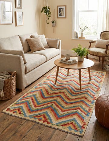 3' 5 x 6' 4 Hand Woven Kilim Maymana Wool Rug