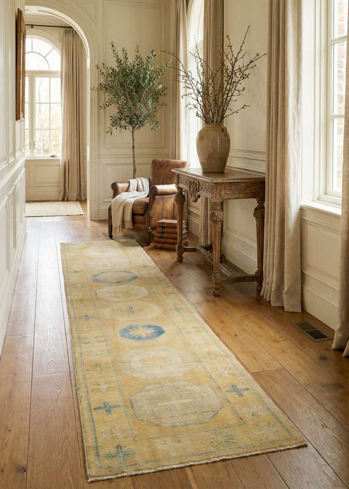 2' 9 x 12' 5 Hand Knotted Oushak Wool Runner Rug
