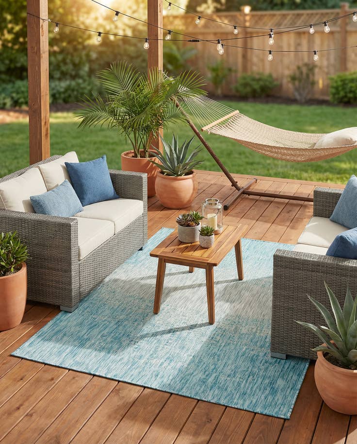 Detail image of 5' 3 x 8' Easy-Clean Modern Indoor / Outdoor Rug
