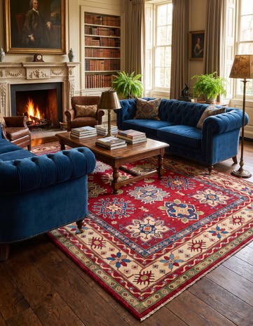 6' 3 x 9' 2 Hand Knotted Kazak Rug