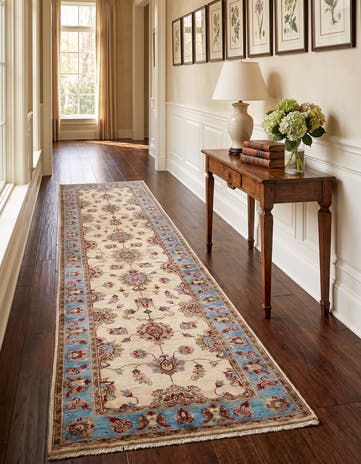 2' 9 x 9' 5 Hand Knotted Peshawar Ziegler Runner Rug