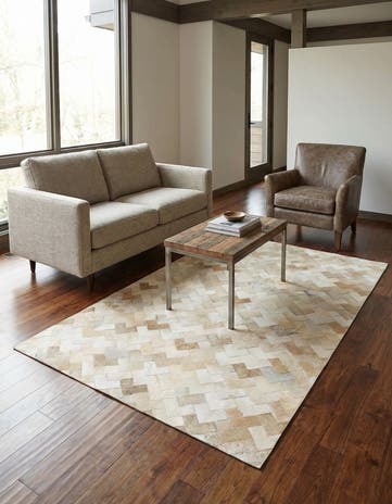 3' 11 x 5' 10 Cowhide Stocks Rug