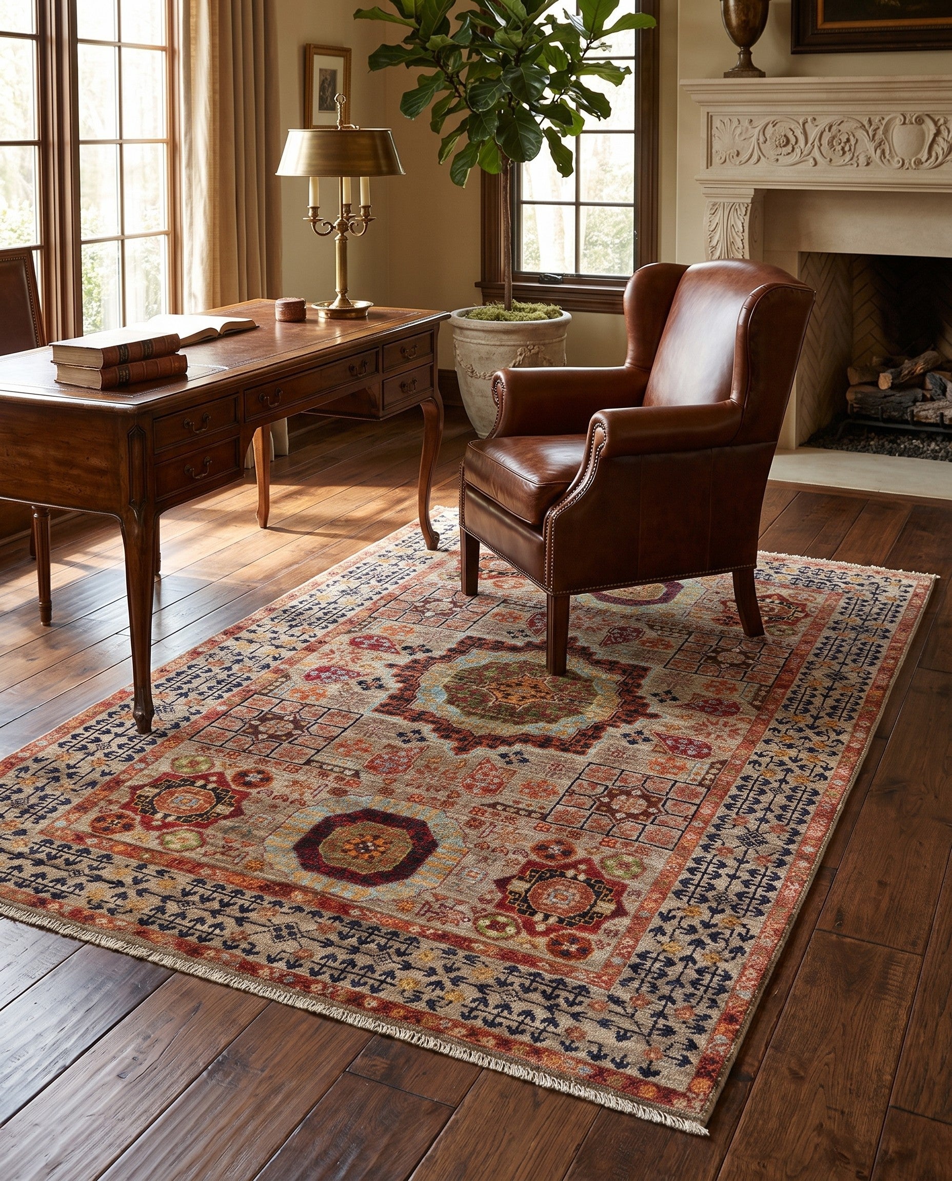 3' 5 x 5' Hand Knotted Mamluk Ziegler Rug