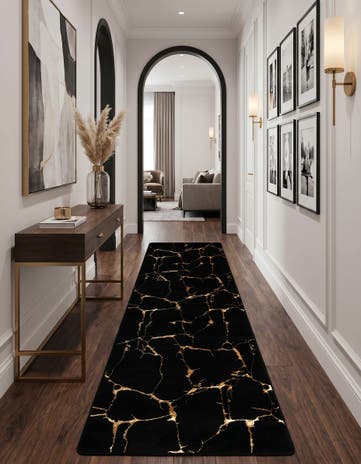 Black and Gold Vogue Geo Runner Rug