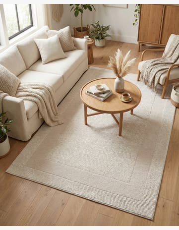 Ivory White Textura Designer Rug