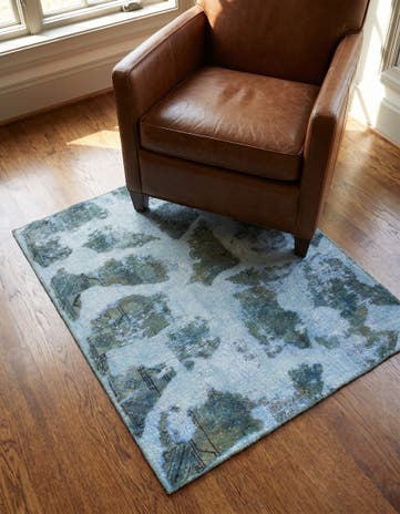 4' x 5' Hand Knotted Ultra Vintage Persian Wool Square Rug