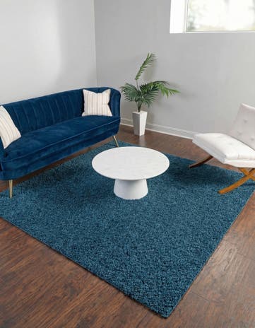 Sapphire Blue Comfort Solid Shag Square Rug