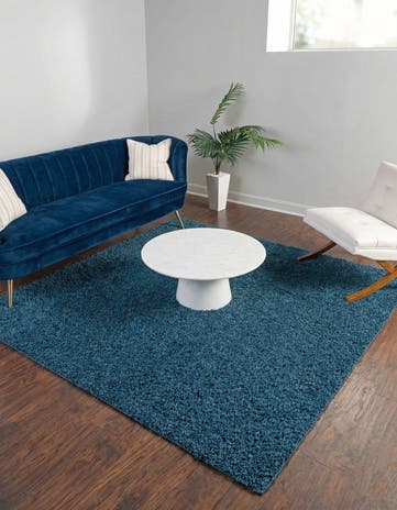 Sapphire Blue Comfort Solid Shag Square Rug