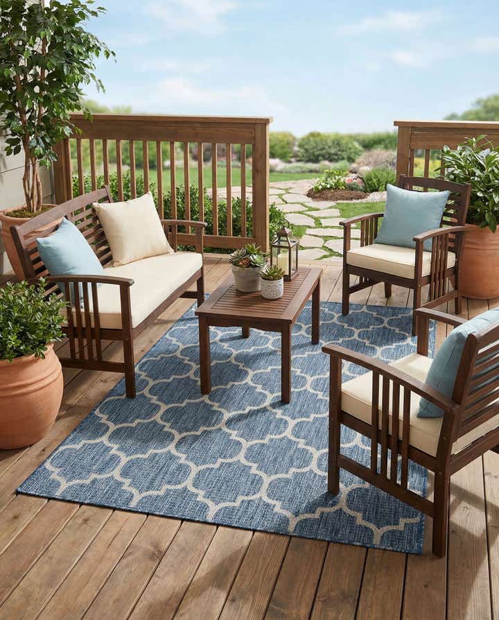5' 3 x 8' Easy-Clean Lattice Indoor / Outdoor Rug
