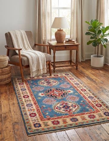 3' 5 x 4' 11 Hand Knotted Kazak Rug