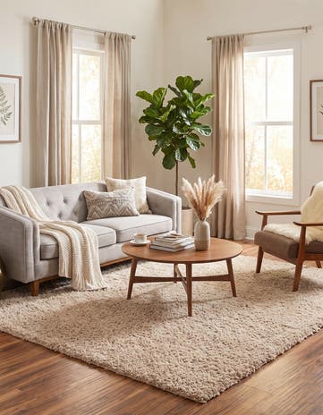 Linen Zermatt Shag Square Rug