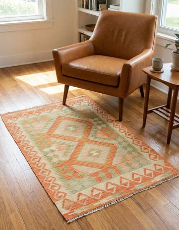 2' 8 x 4' Hand Woven Kilim Waziri Wool Rug