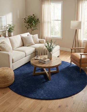 7' 10 x 7' 10 Solid Frieze Round Rug