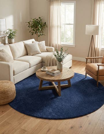 7' 10 x 7' 10 Solid Frieze Round Rug