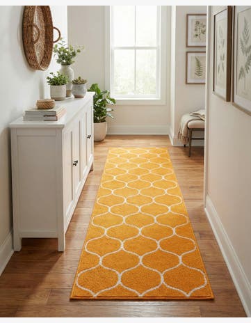 Orange Trellis Frieze Runner Rug