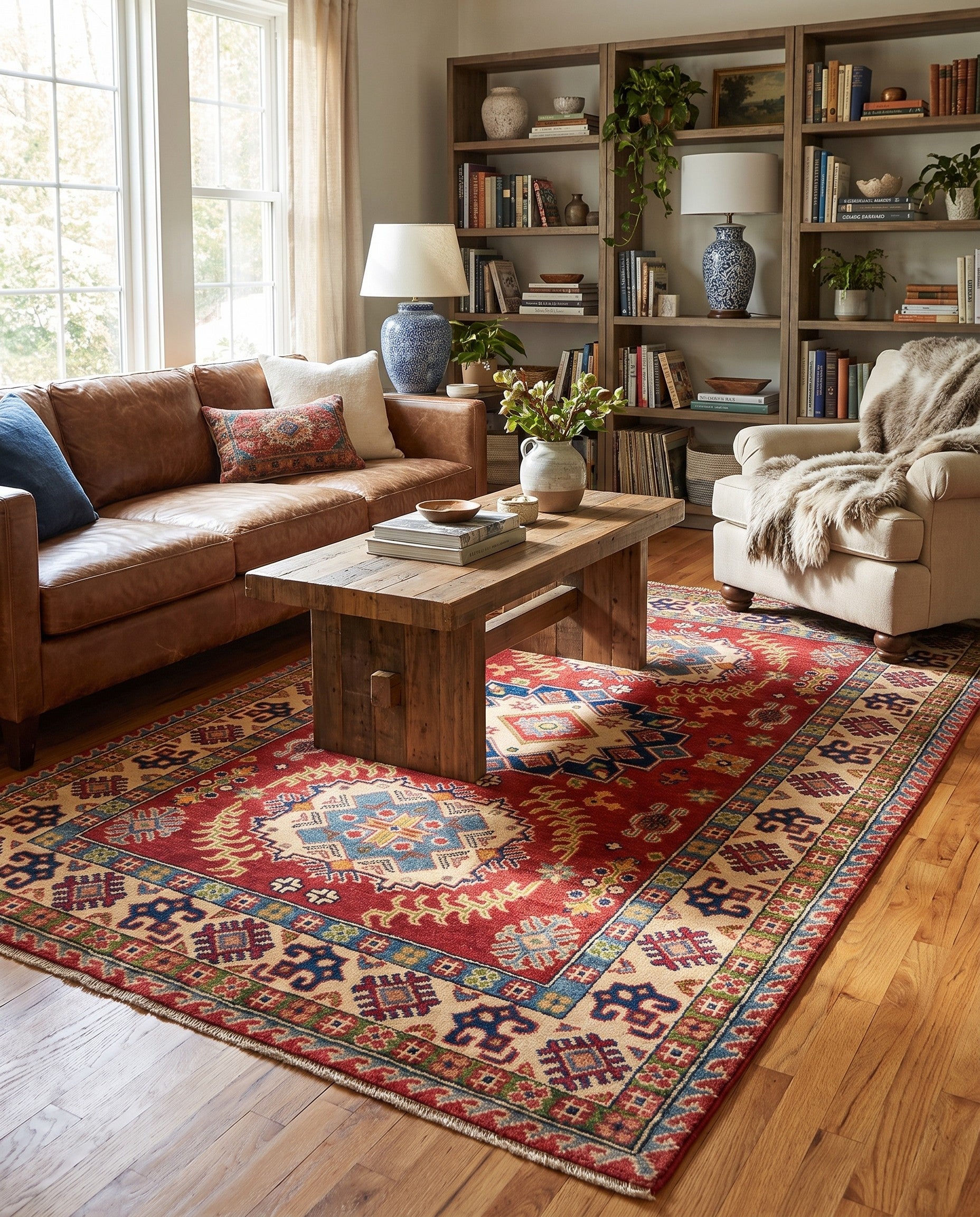 4' x 6' 2 Hand Knotted Kazak Rug