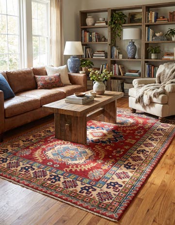4' x 6' 2 Hand Knotted Kazak Rug