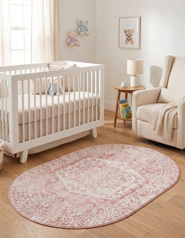 Pink Oxford Oval Rug