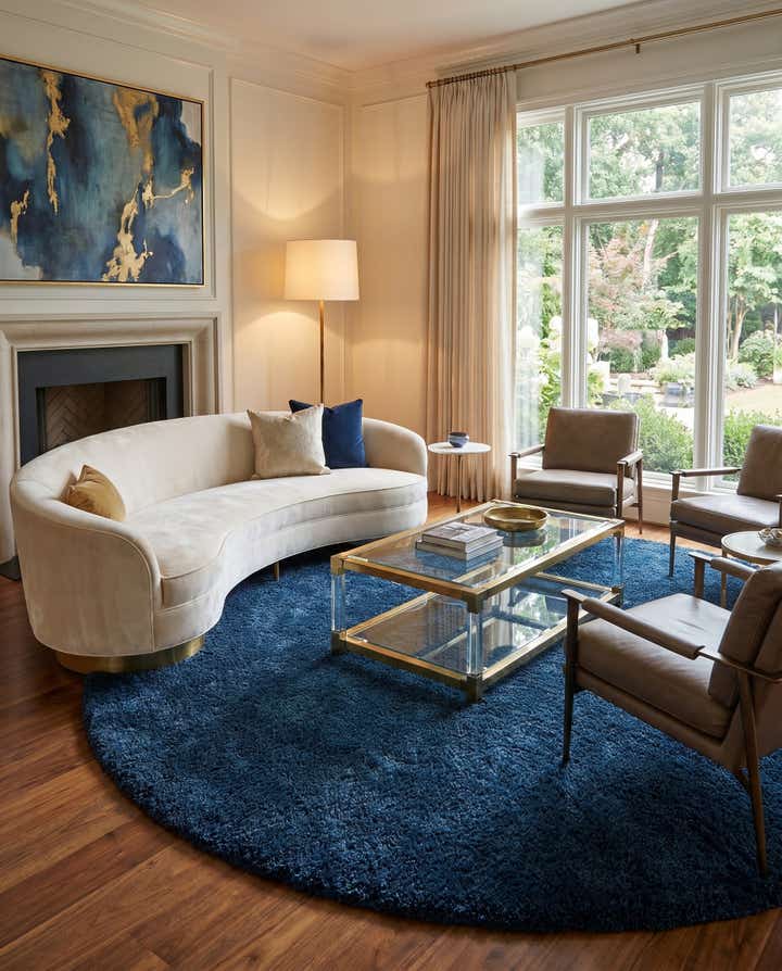 12' x 12' Solid Shag Round Rug