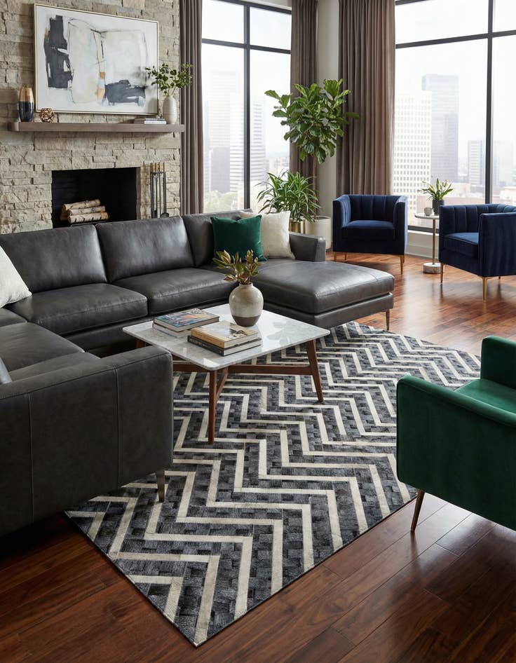 Detail image of 4' 11 x 7' 11 Cowhide - Patchwork Rug