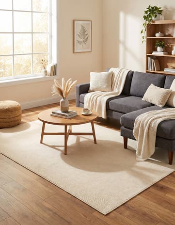 Ivory Monochromatic Bouclee Rug