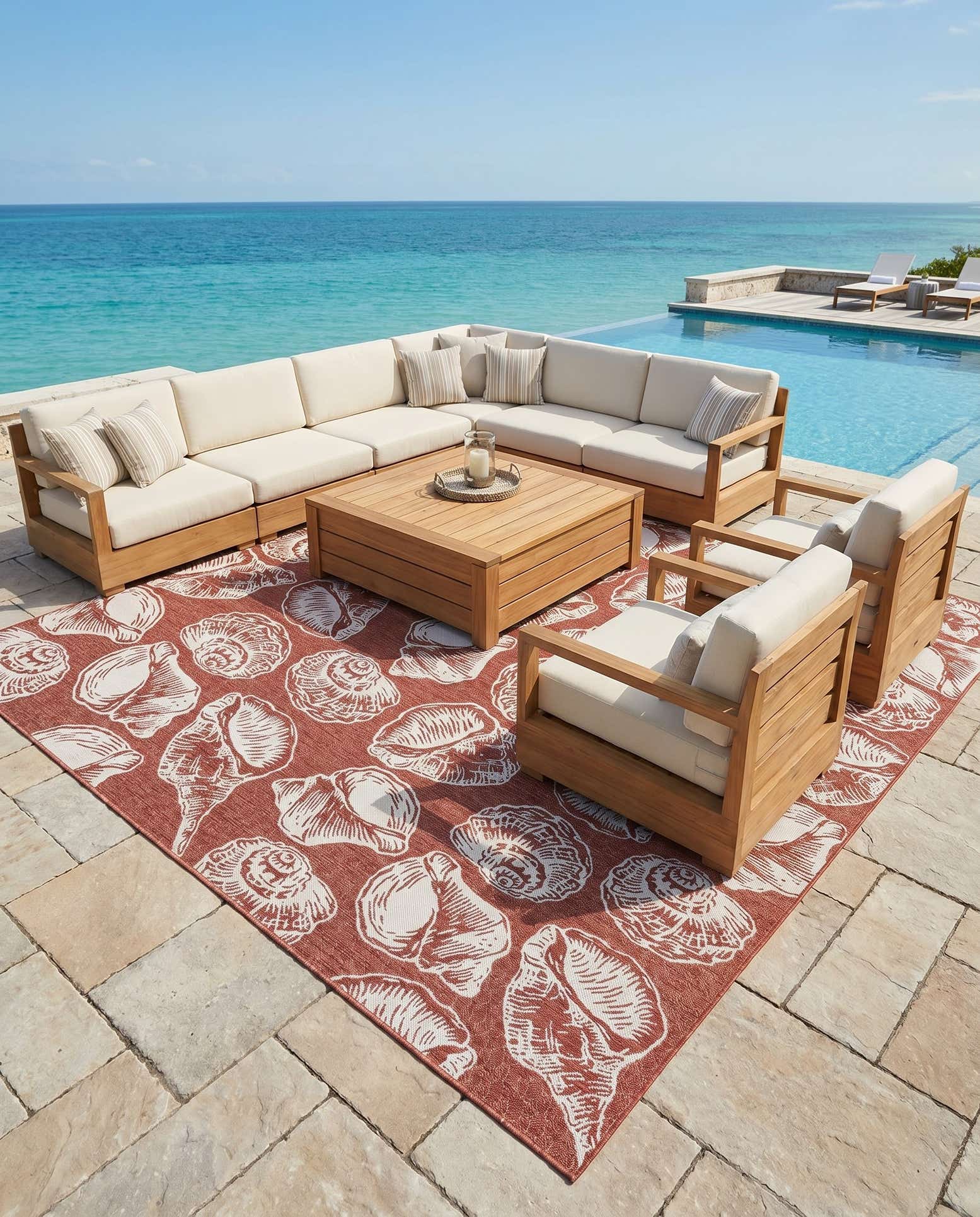 13' x 13' Easy-Clean Coastal Indoor / Outdoor Square Rug