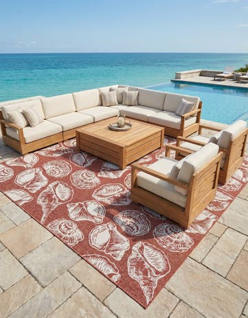 13' x 13' Easy-Clean Coastal Indoor / Outdoor Square Rug