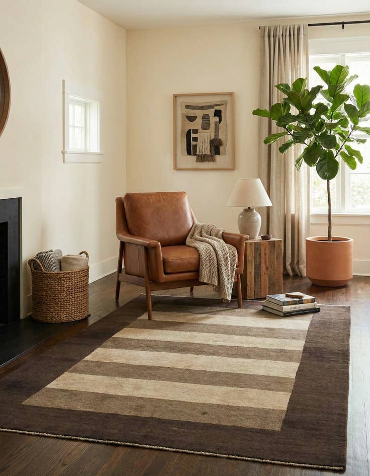 Detail image of 4' x 5' 9 Hand Knotted Modern Ziegler Oriental Rug