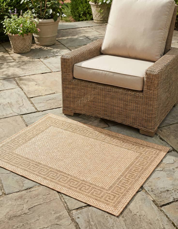 Detail image of 3' 3 x 5' Washable Border Indoor / Outdoor Rug