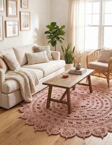 5' 1 x 5' 1 Handmade Braided Jute Round Rug